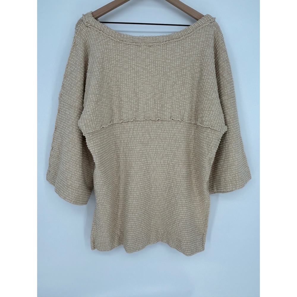 Free People We The Free Ribbed Boardwalk Hacci Sweater Tan Oversized Medium - Picture 3 of 7